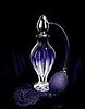 flacon bleu avec poire fond noir